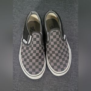 Vans Checkered Slip On Grey/Black Sneakers Kids Size 3 PRE-OWNED